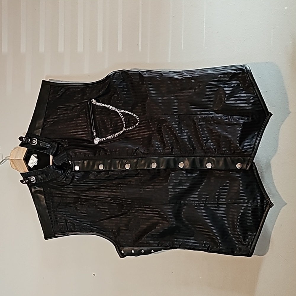 Spirit Halloween Gothic Black Steampunk Biker Greaser Gentleman's Vest